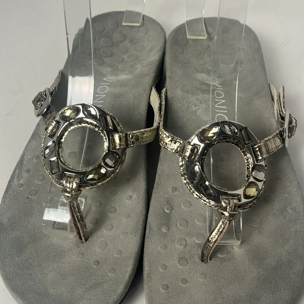 Vionic Ricci Jeweled Orthopedic Comfort‎ Sandal Flip Flop Womens 9 in Silver